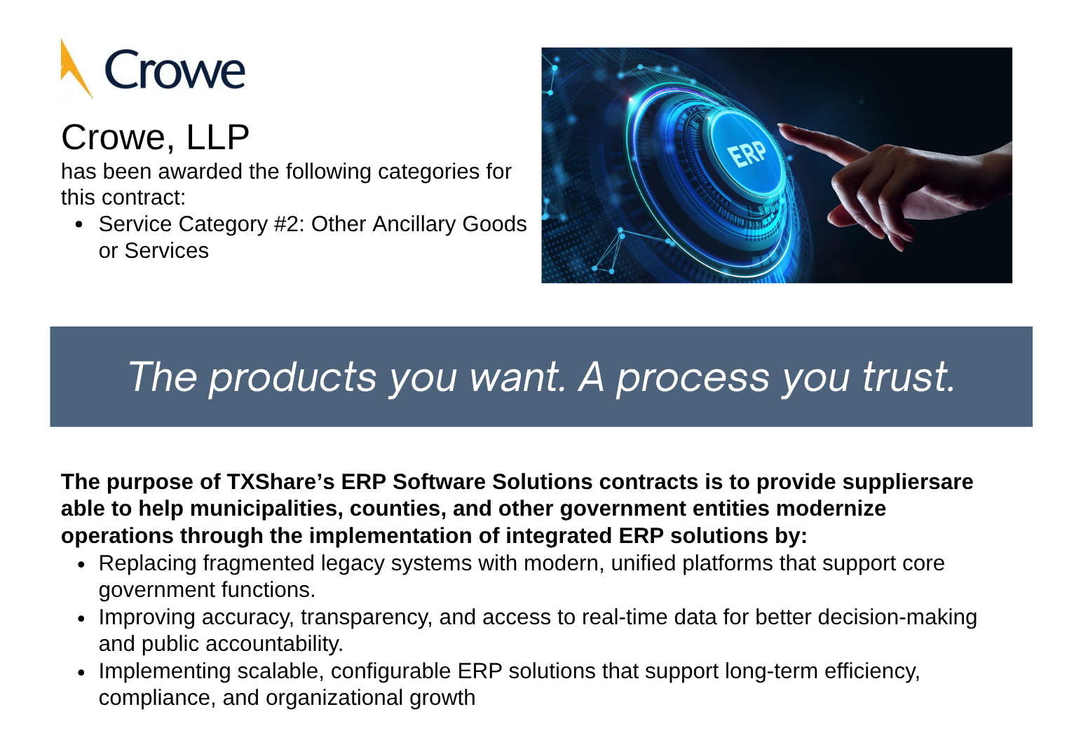 Crowe ERP Landing Page