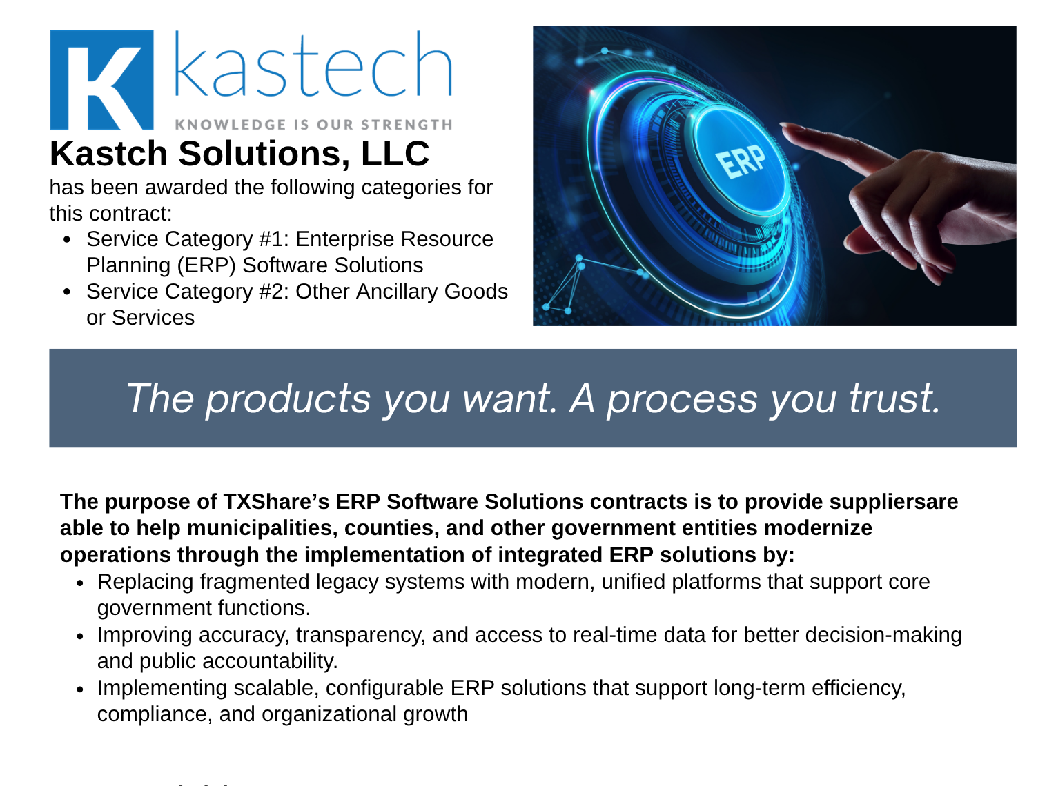 Kastech Solutions, LLC ERP Software Solutions Landing Page 